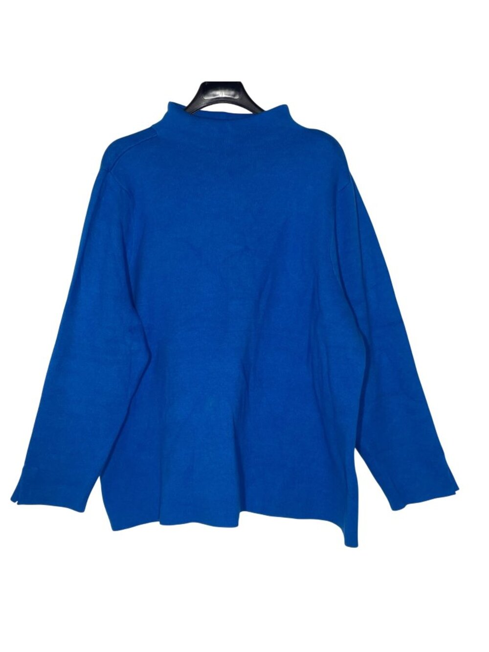 J. Jill Knit Mock Neck Sweater Blue Sz 3X Stretch Solid Minimalist Cozy